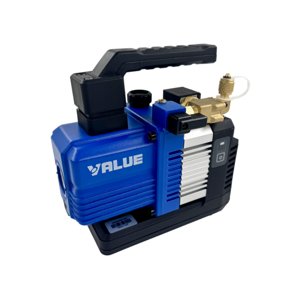 Pompa próżniowa akumulatorowa VALUE VRP-2DLi-V 56l/min z elektrozaworem (wersja bez baterii i ładowarki, karton)