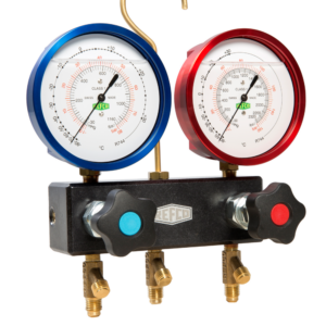 Zestaw manometrów glicerynowych REFCO M2-3-DELUXE-DS-R744-TC do CO2 dwutlenku węgla — wynajem TechnikRent