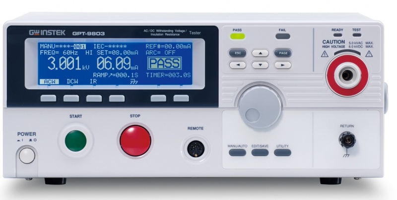 Tester wytrzymałości izolacji GW Instek GPT-9803